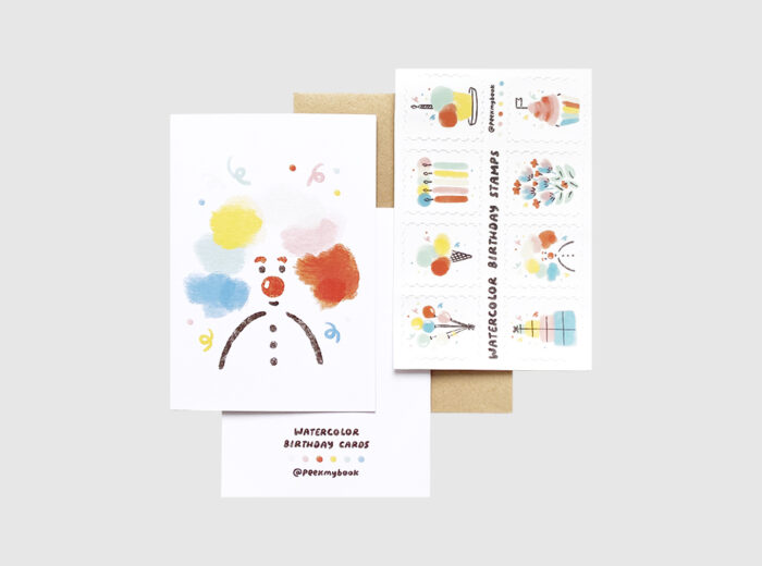 Watercolor Birthday Set