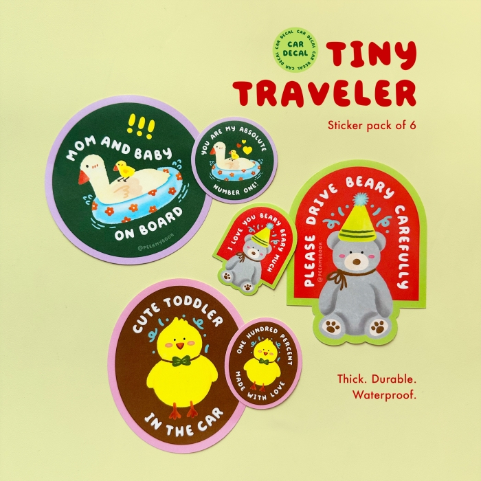 Tiny-Traveler-Car-Decal-3 Cute baby on board car decal illustration