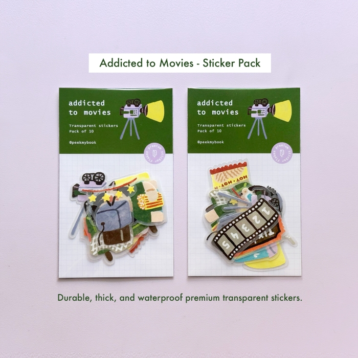 Addicted-to-Movies-Sticker-Pack-1 Cute movie theme decorative stickers Peekmybook