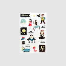 Cozy night theme waterproof clear stickers