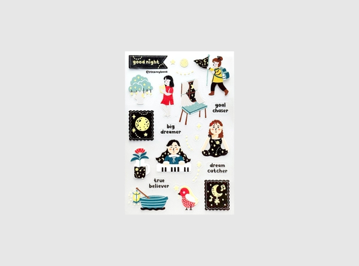 Cozy night theme waterproof clear stickers