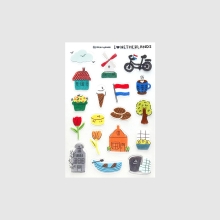 Whimsical Netherlands travel themed transparent sticker