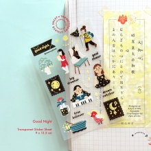 Cozy night theme waterproof clear stickers