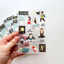 Cozy night theme waterproof clear stickers