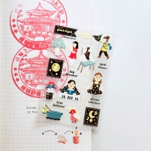 Cozy night theme waterproof clear stickers