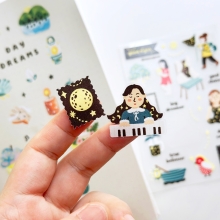 Cozy night theme waterproof clear stickers