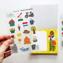 Whimsical Netherlands travel themed transparent sticker