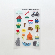 Whimsical Netherlands travel themed transparent sticker