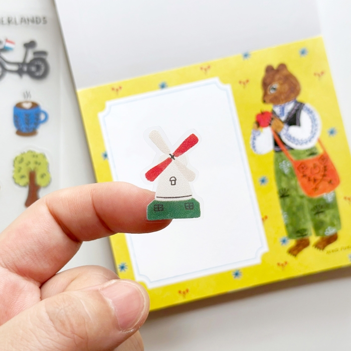 Whimsical Netherlands travel themed transparent sticker
