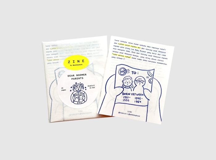 Peekmybook Dear Boomer Parents illustrated zine booklet cover