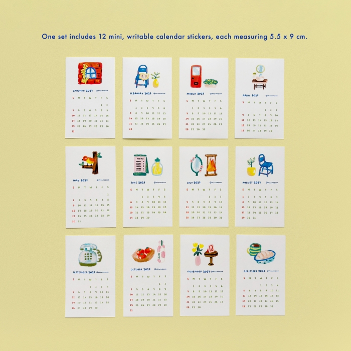 2027-Writable-Calendar-Sticker-2 All 12 mini writable calendar stickers for January to December 2027