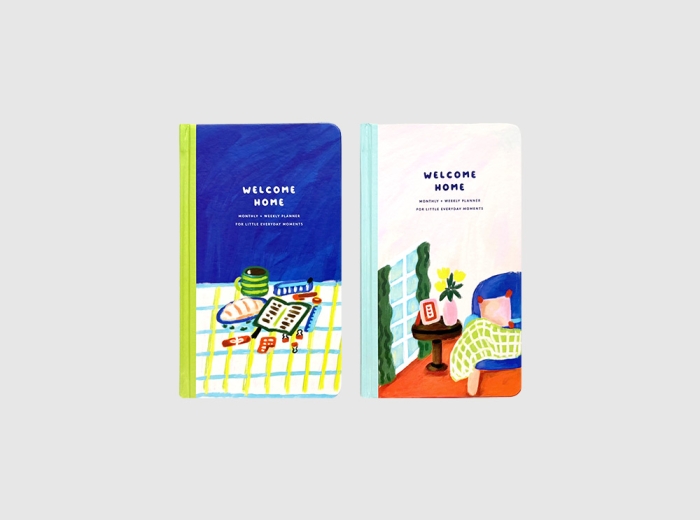 Compact pocket-sized Welcome Home 2027 undated planner by peekmybook
