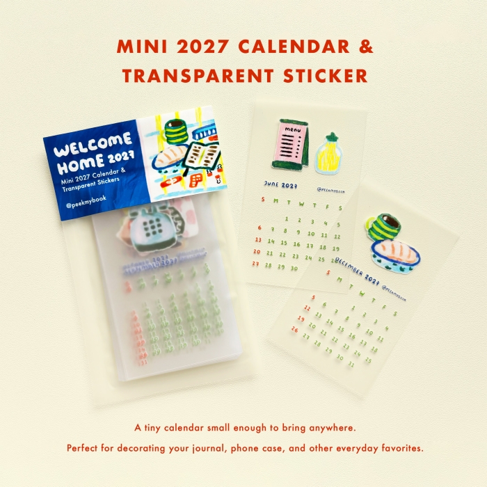 Welcome-Home-2027-Calendar-Sticker-1 Mini 2027 transparent calendar sticker pack by Peekmybook