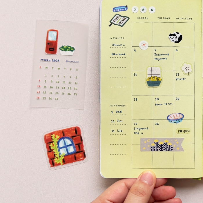 Welcome-Home-2027-Pocket-Planner-5 Mini 2027 transparent calendar sticker pack by Peekmybook